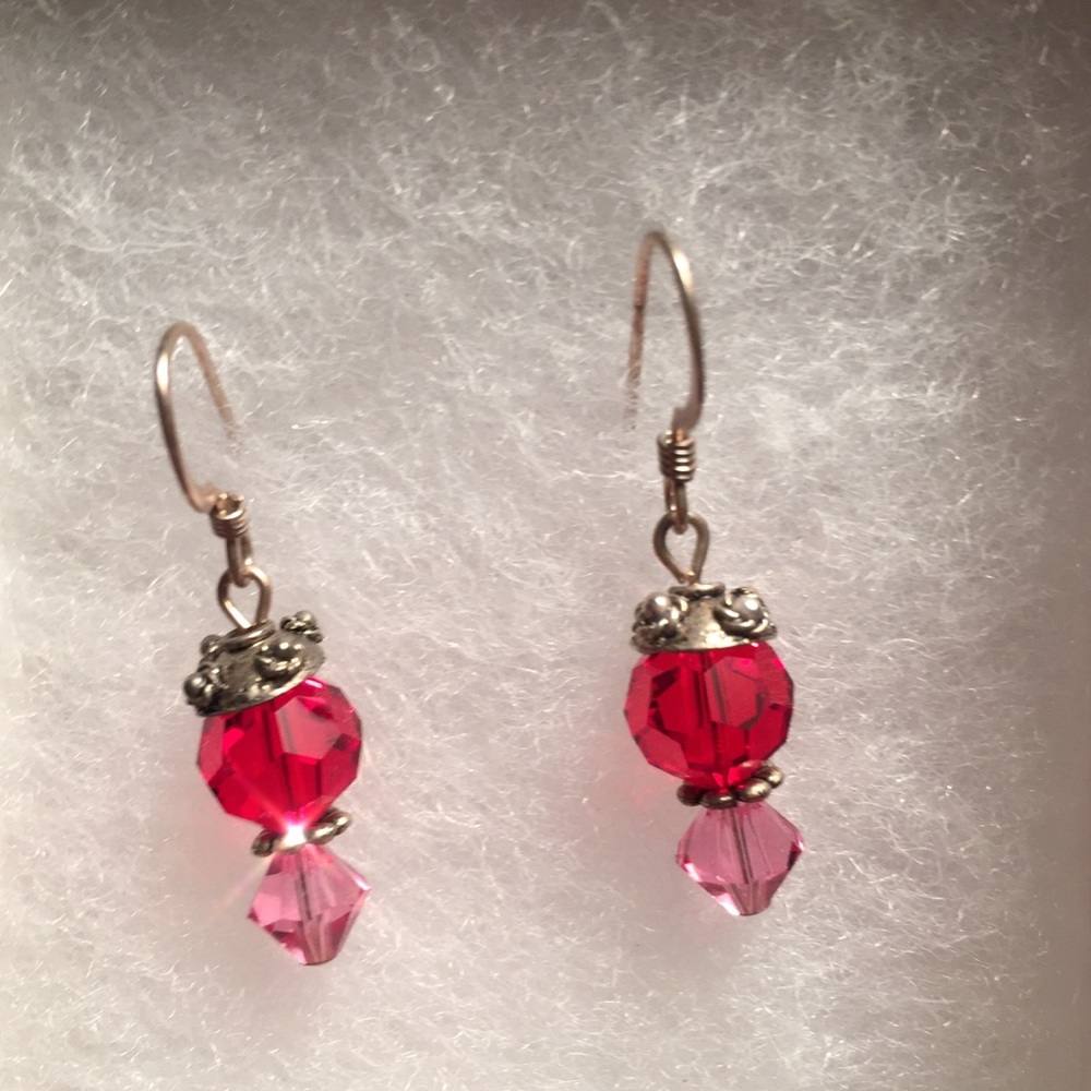 Red & Pink Swarovski Crystal Earrings